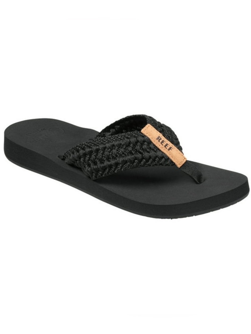 Reef Women's Cushion Threads Flip Flops in black. 
Women’s Size 5 - Picture 2 of 6